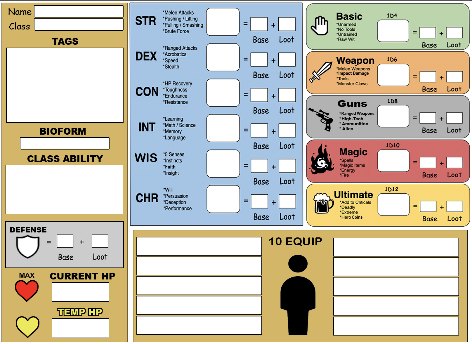 Mr gone character sheets